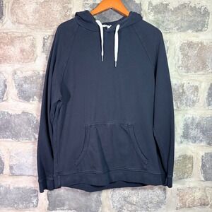 Frame Denim Men's Noir Black Cotton Raglan Hoodie Sweatshirt Large Casual